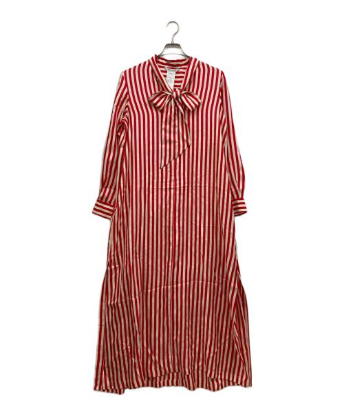 MaxMara（マックスマーラ）MaxMara (マックスマーラ) ストライプマキシドレス レッド サイズ:42の古着・服飾アイテム
