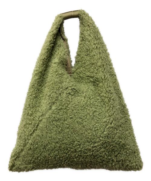 MM6 Maison Margiela（エムエムシックスメゾンマルジェラ）MM6 Maison Margiela (エムエムシックスメゾンマルジェラ) ミディアム トライアングル フェイクファー ジャパニーズ トートバッグ グリーンの古着・服飾アイテム