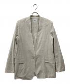 Lisiereリジェール）の古着「Stretch Linen No collar Jacket」｜ベージュ