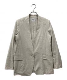 Lisiere（リジェール）の古着「Stretch Linen No collar Jacket」｜ベージュ