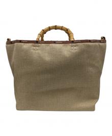 LeSportsac（レスポートサック）の古着「LG BAMBOO RAFFIA TOTE」｜ベージュ