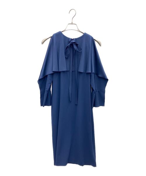 M Maglie le cassetto（エム マーリエ ル カセット）M Maglie le cassetto (エム マーリエ ル カセット) オープンショルダードレス ブルー サイズ:SIZE9の古着・服飾アイテム