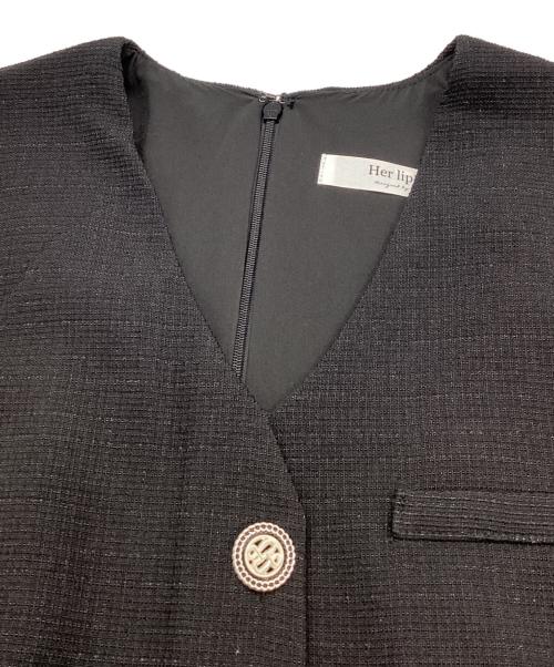 HER LIP TO（ハーリップトゥ）HER LIP TO (ハーリップトゥ) Tweed Pleated Mini Dress ブラック サイズ:Sの古着・服飾アイテム