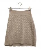 patouパトゥ）の古着「メリノウール ケーブルニット スカート」｜ベージュ