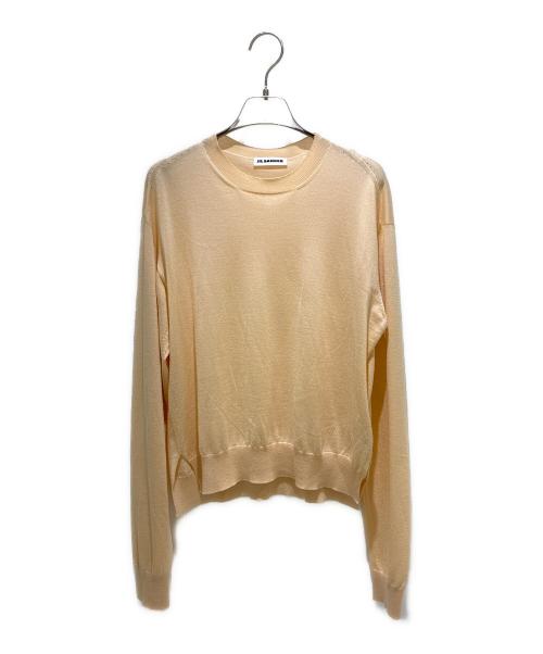 JIL SANDER（ジルサンダー）JIL SANDER (ジルサンダー) カシミヤシルク混クルーネックニット オレンジ サイズ:34の古着・服飾アイテム