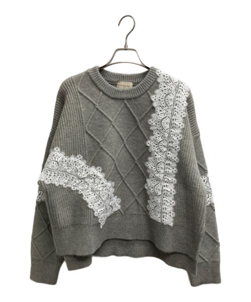 Re.Verofonna（ヴェロフォンナ）Re.Verofonna (ヴェロフォンナ) アシメトリー柄編みレースプルオーバー グレー サイズ:38の古着・服飾アイテム