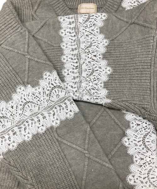 Re.Verofonna（ヴェロフォンナ）Re.Verofonna (ヴェロフォンナ) アシメトリー柄編みレースプルオーバー グレー サイズ:38の古着・服飾アイテム