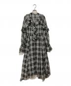 Lily Brownリリーブラウン）の古着「シアーボリュームフリルワンピース」｜ブラック