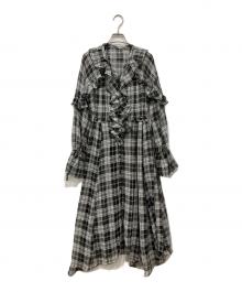 Lily Brown（リリーブラウン）の古着「シアーボリュームフリルワンピース」｜ブラック