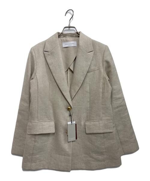 Audrey and John Wad（オードリーアンドジョンワッド）Audrey and John Wad (オードリーアンドジョンワッド) ラメ糸ツイルピークドラペルジャケット ベージュ サイズ:M 未使用品の古着・服飾アイテム
