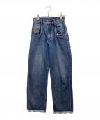 sirinシリン）の古着「ヴィンテージ風フリンジワイドデニム」｜インディゴ