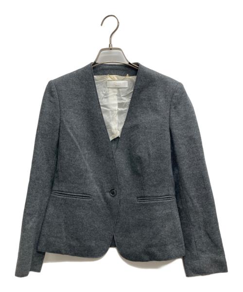 Decade BEIGE（ディケイドベイジ）DECADE BEIGE (ディケイドベイジ) CORBYノーカラージャケット グレー サイズ:30の古着・服飾アイテム