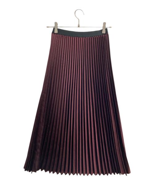 08sircus（ゼロエイトサーカス）08sircus (ゼロエイトサーカス) サテンプリーツスカート ボルドーの古着・服飾アイテム