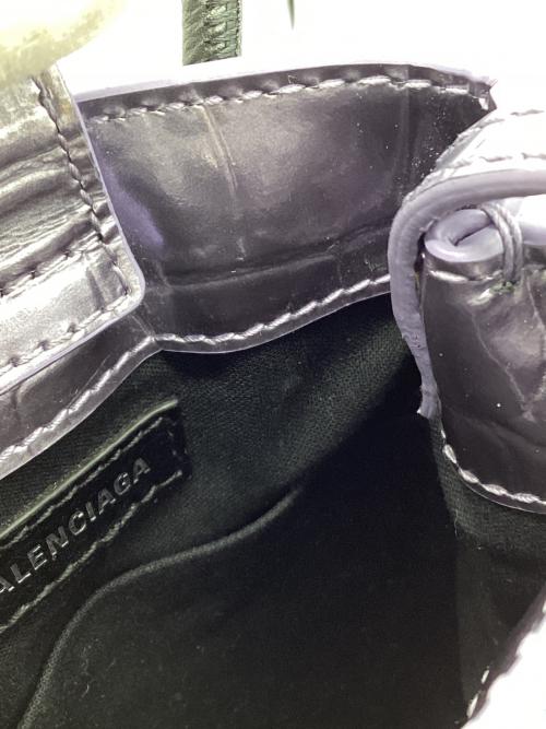 BALENCIAGA（バレンシアガ）BALENCIAGA (バレンシアガ) クロコ型押しショッピング フォンホルダーバッグ パープルの古着・服飾アイテム