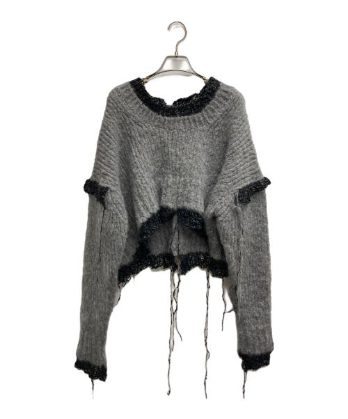 SERIENUMERICA（セリエヌメリカ）SERIENUMERICA (セリエヌメリカ) ウールアルパカ 装飾ニット グレー サイズ:42の古着・服飾アイテム