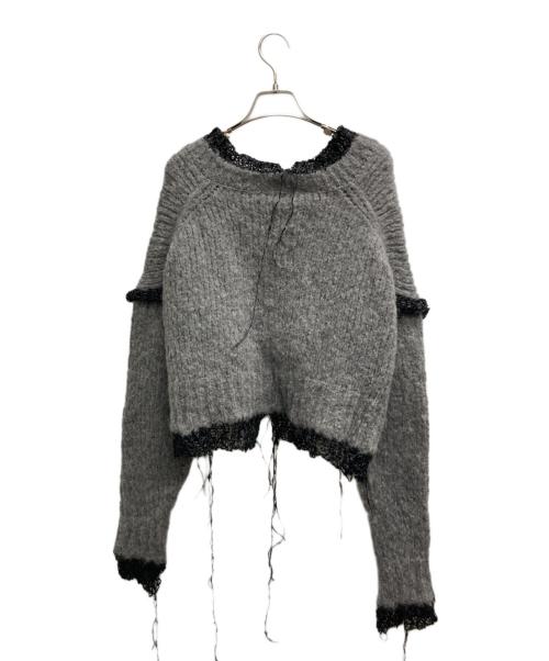 SERIENUMERICA（セリエヌメリカ）SERIENUMERICA (セリエヌメリカ) ウールアルパカ 装飾ニット グレー サイズ:42の古着・服飾アイテム