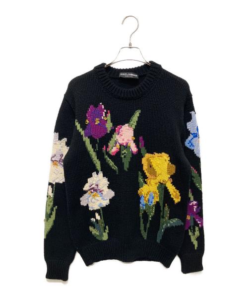 DOLCE & GABBANA（ドルチェ＆ガッバーナ）DOLCE & GABBANA (ドルチェ＆ガッバーナ) フローラルニット ブラック サイズ:40の古着・服飾アイテム