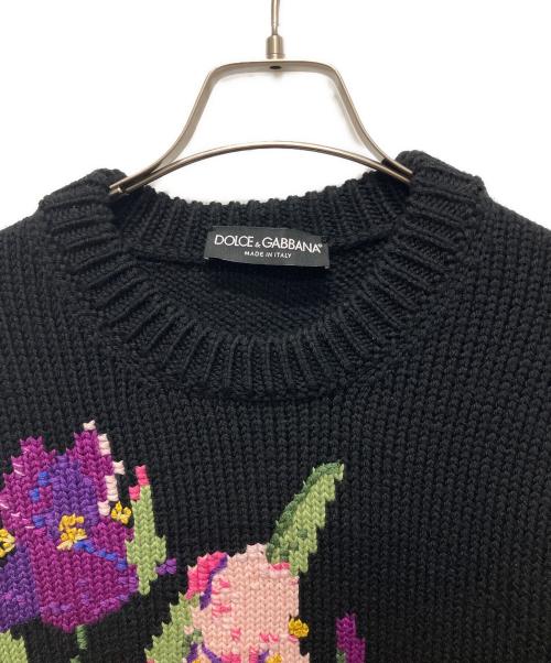 DOLCE & GABBANA（ドルチェ＆ガッバーナ）DOLCE & GABBANA (ドルチェ＆ガッバーナ) フローラルニット ブラック サイズ:40の古着・服飾アイテム