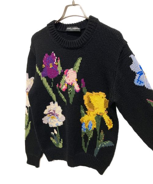 DOLCE & GABBANA（ドルチェ＆ガッバーナ）DOLCE & GABBANA (ドルチェ＆ガッバーナ) フローラルニット ブラック サイズ:40の古着・服飾アイテム