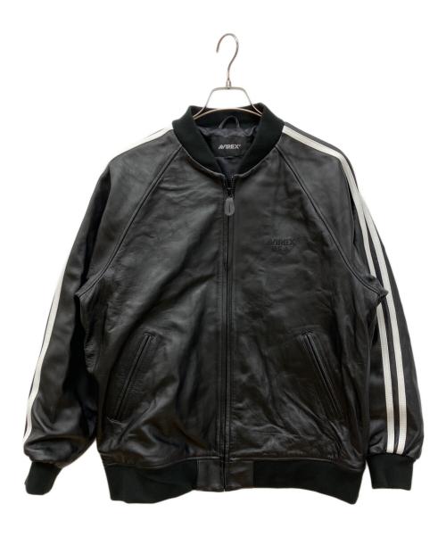AVIREX（アヴィレックス）AVIREX (アヴィレックス) TRACK LEATHER JACKET ブラック サイズ:XLの古着・服飾アイテム