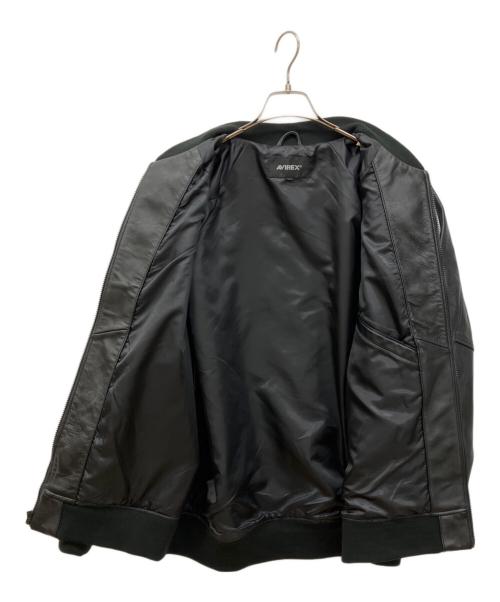 AVIREX（アヴィレックス）AVIREX (アヴィレックス) TRACK LEATHER JACKET ブラック サイズ:XLの古着・服飾アイテム