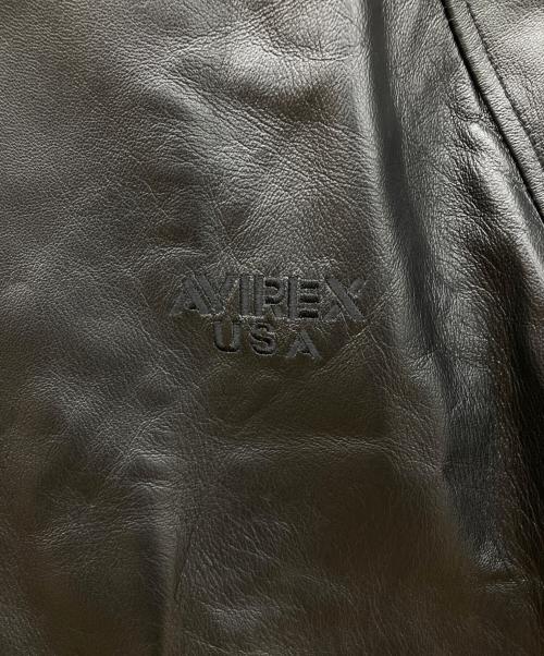 AVIREX（アヴィレックス）AVIREX (アヴィレックス) TRACK LEATHER JACKET ブラック サイズ:XLの古着・服飾アイテム