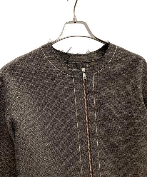 tiit tokyo（ティートトウキョウ）tiit tokyo (ティートトウキョウ) ノーカラーツイードジャケット ブラウン サイズ:SIZE36の古着・服飾アイテム