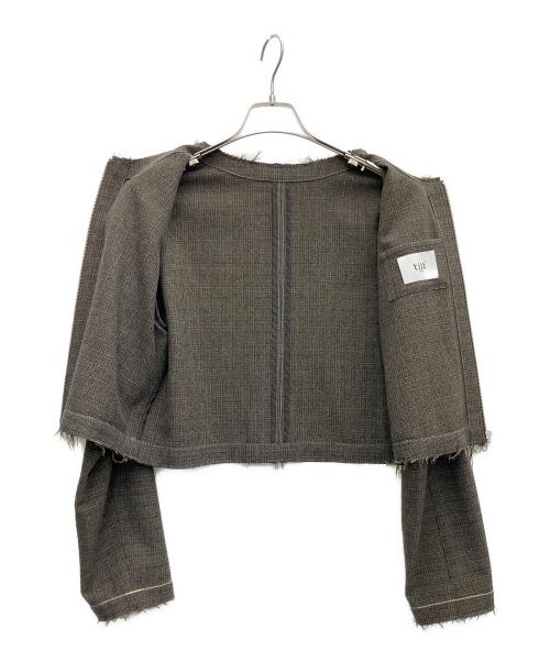 tiit tokyo（ティートトウキョウ）tiit tokyo (ティートトウキョウ) ノーカラーツイードジャケット ブラウン サイズ:SIZE36の古着・服飾アイテム