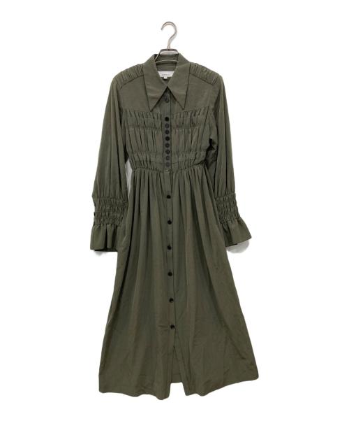 AKIRA NAKA（アキラナカ）AKIRA NAKA (アキラナカ) Susanita shirring shirt dress KH カーキ サイズ:1の古着・服飾アイテム