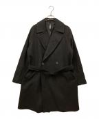 HEVOイーヴォ）の古着「ダブルブレストベルテッドコート」｜ブラック