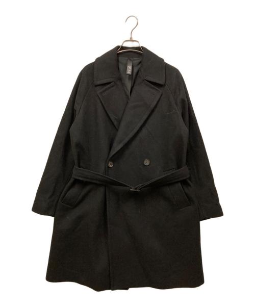 HEVO（イーヴォ）Hevo (イーヴォ) ダブルブレストベルテッドコート ブラック サイズ:SIZE 44の古着・服飾アイテム