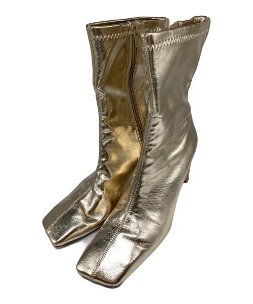 Ameri（アメリ）Ameri (アメリ) DIAGONAL TOE BOOTS/ダイアゴナル トー ブーツ ゴールド サイズ:Lの古着・服飾アイテム
