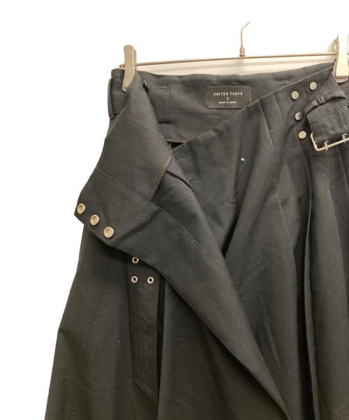 UNITED TOKYO（ユナイテッドトーキョー）UNITED TOKYO (ユナイテッドトーキョー) アシメラッププリーツスカート ブラック サイズ:2の古着・服飾アイテム