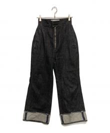 LIVINGTONE（リヴィントーン）の古着「Turn up flare cropped」｜ブラック