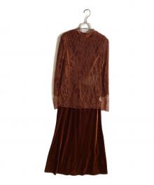 Ameri（アメリ）の古着「UND VELOUR HOLE LACE DRESS」｜ブラウン