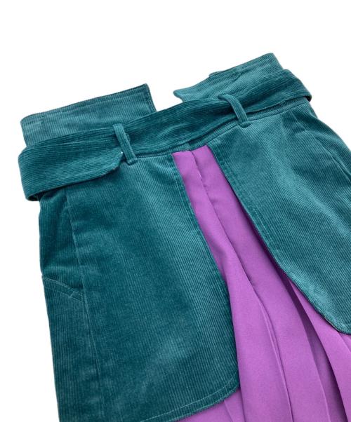 PAMEO POSE（パメオポーズ）PAMEO POSE (パメオポーズ) Gun Belt Skirt パープル×グリーン サイズ:Mの古着・服飾アイテム