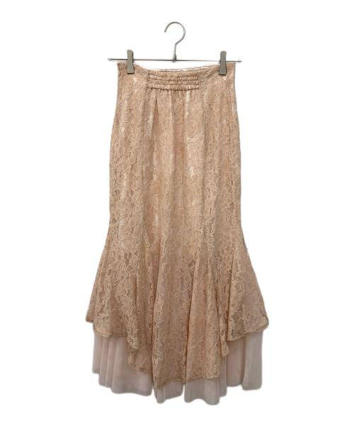 DazzliN（ダズリン）DazzliN (ダズリン) チュールレイヤードレースマーメイドスカート ベージュ サイズ:Sの古着・服飾アイテム