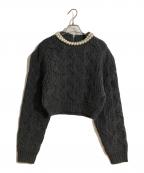 CLANEクラネ）の古着「PEARL NECK KNIT TOPS」｜グレー