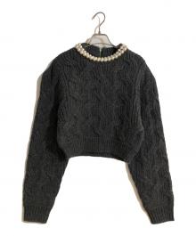 CLANE（クラネ）の古着「PEARL NECK KNIT TOPS」｜グレー