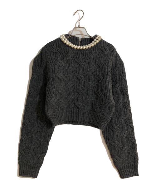 CLANE（クラネ）CLANE (クラネ) PEARL NECK KNIT TOPS グレー サイズ:2の古着・服飾アイテム