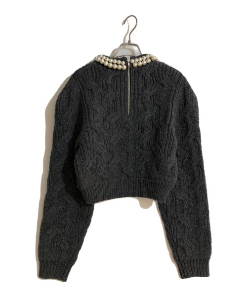 CLANE（クラネ）CLANE (クラネ) PEARL NECK KNIT TOPS グレー サイズ:2の古着・服飾アイテム