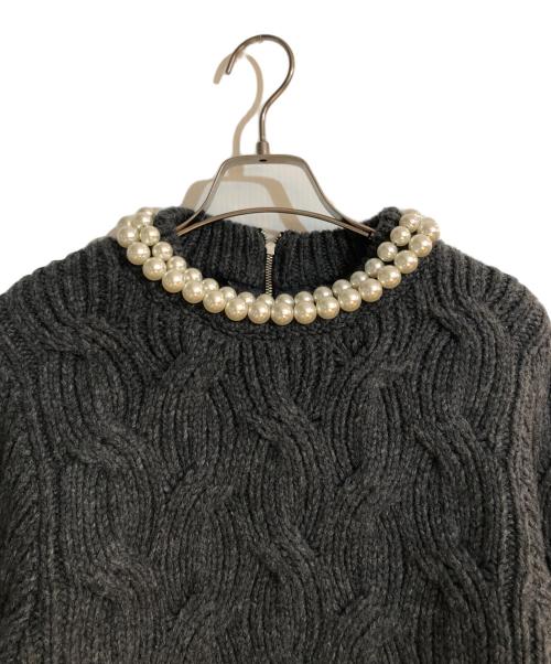 CLANE（クラネ）CLANE (クラネ) PEARL NECK KNIT TOPS グレー サイズ:2の古着・服飾アイテム