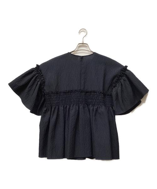 UNITED ARROWS（ユナイテッドアローズ）UNITED ARROWS (ユナイテッドアローズ) エアリージャカード シャーリング フレアスリーブ ブラウス ネイビー サイズ:Freeの古着・服飾アイテム