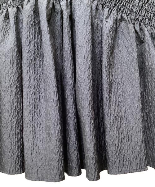 UNITED ARROWS（ユナイテッドアローズ）UNITED ARROWS (ユナイテッドアローズ) エアリージャカード シャーリング フレアスリーブ ブラウス ネイビー サイズ:Freeの古着・服飾アイテム