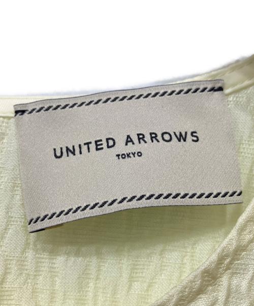 UNITED ARROWS（ユナイテッドアローズ）UNITED ARROWS (ユナイテッドアローズ) エアリージャカード シャーリング フレアスリーブ ブラウス イエロー サイズ:FREEの古着・服飾アイテム