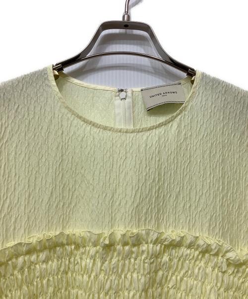 UNITED ARROWS（ユナイテッドアローズ）UNITED ARROWS (ユナイテッドアローズ) エアリージャカード シャーリング フレアスリーブ ブラウス イエロー サイズ:FREEの古着・服飾アイテム