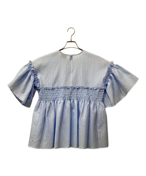 UNITED ARROWS（ユナイテッドアローズ）UNITED ARROWS (ユナイテッドアローズ) エアリージャカード シャーリング フレアスリーブ ブラウス ブルー サイズ:Freeの古着・服飾アイテム