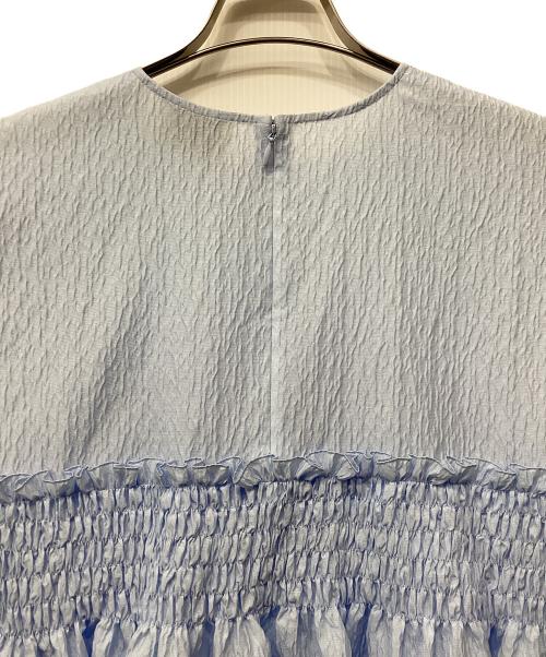 UNITED ARROWS（ユナイテッドアローズ）UNITED ARROWS (ユナイテッドアローズ) エアリージャカード シャーリング フレアスリーブ ブラウス ブルー サイズ:Freeの古着・服飾アイテム