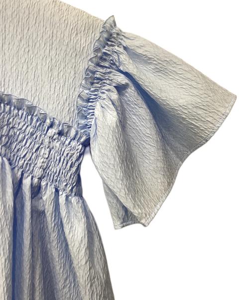 UNITED ARROWS（ユナイテッドアローズ）UNITED ARROWS (ユナイテッドアローズ) エアリージャカード シャーリング フレアスリーブ ブラウス ブルー サイズ:Freeの古着・服飾アイテム