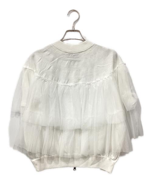 TORRAZZO DONNA（トラッゾドンナ）TORRAZZO DONNA (トラッゾドンナ) ティアードチュールxニットジャケット ホワイト サイズ:Fの古着・服飾アイテム